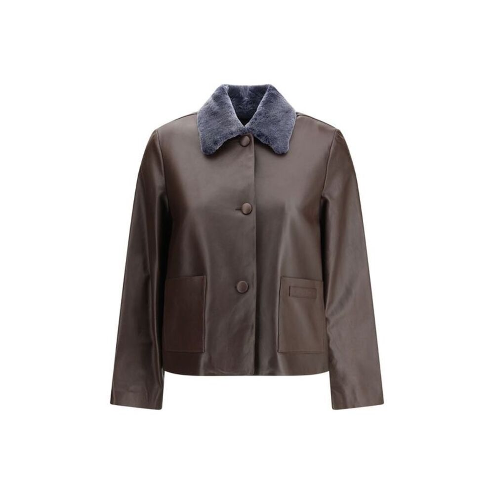 Marni Brown Leather Leather Women's Jacket